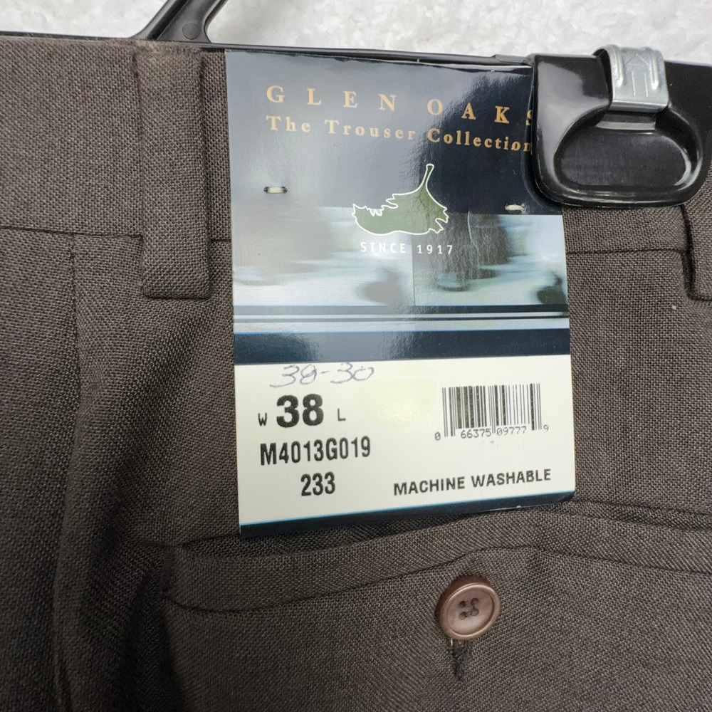Glen Oaks Mens Brown Wool Blend Dress Pants Trousers 38x30 M4013G019 New - Picture 4 of 6